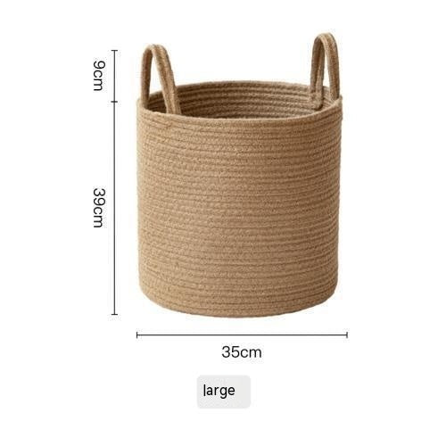 Torre Melissa | Large Jute Mediterranean Farmhouse Hand-woven Cotton Basket - Mediterranean Italian Contemporary Home Decor Furniture