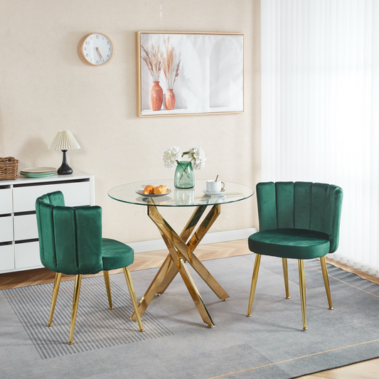 3pieces Metal Emerald Contemporary dining set - Mediterranean Italian Contemporary Home Decor Furniture