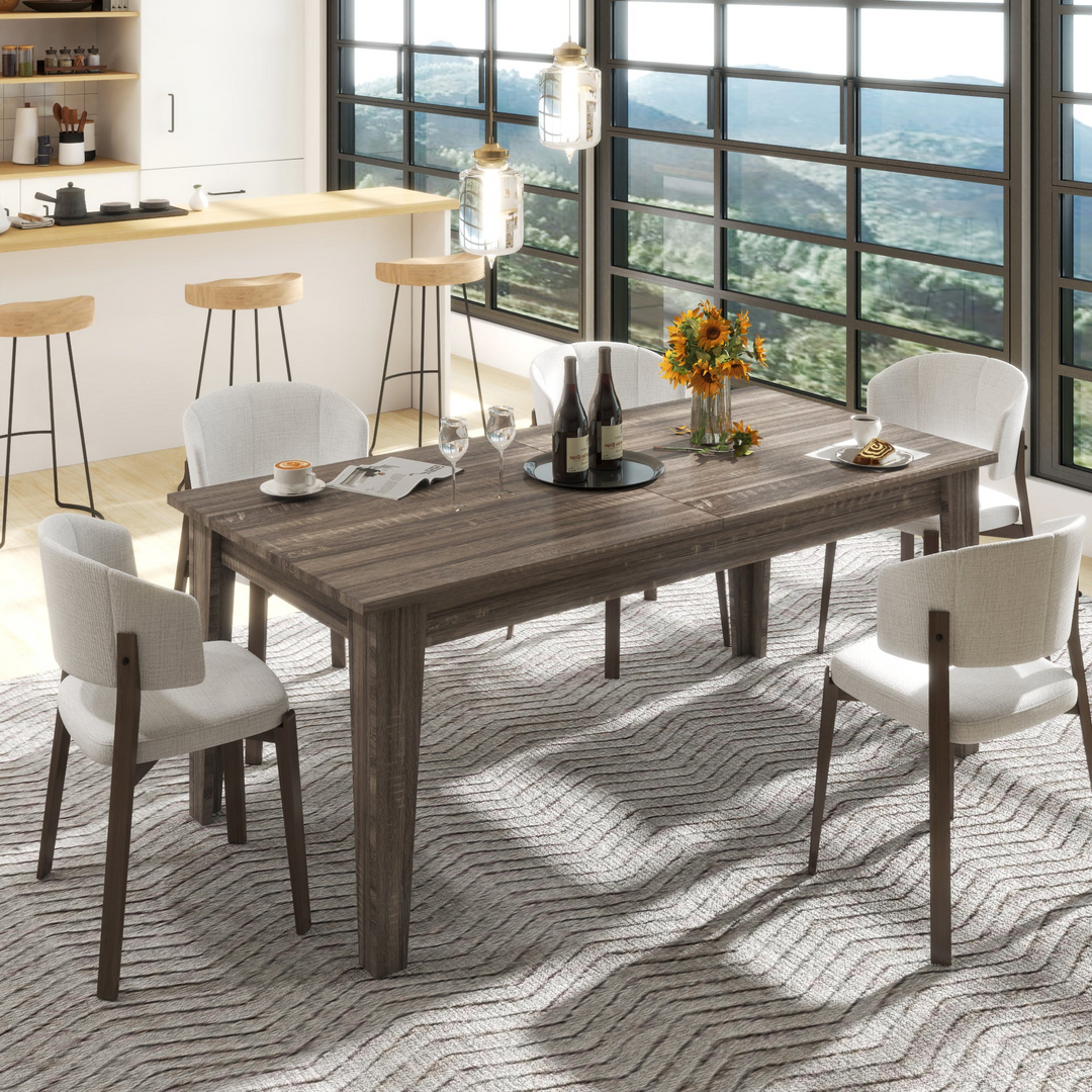 Large Oak Contemporary Wooden Extendable Dining Table - Mediterranean Italian Contemporary Home Decor Furniture