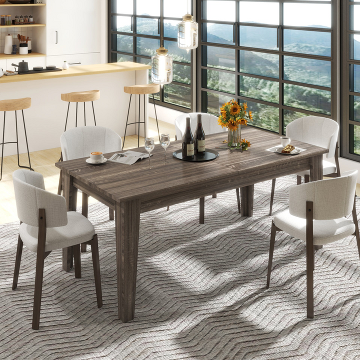 Large Oak Contemporary Wooden Extendable Dining Table - Mediterranean Italian Contemporary Home Decor Furniture