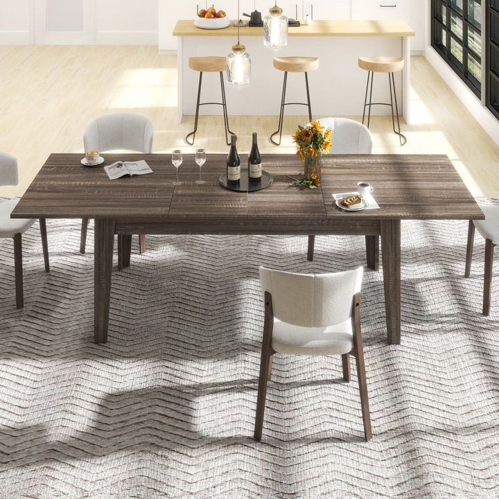 Large Oak Contemporary Wooden Extendable Dining Table - Mediterranean Italian Contemporary Home Decor Furniture