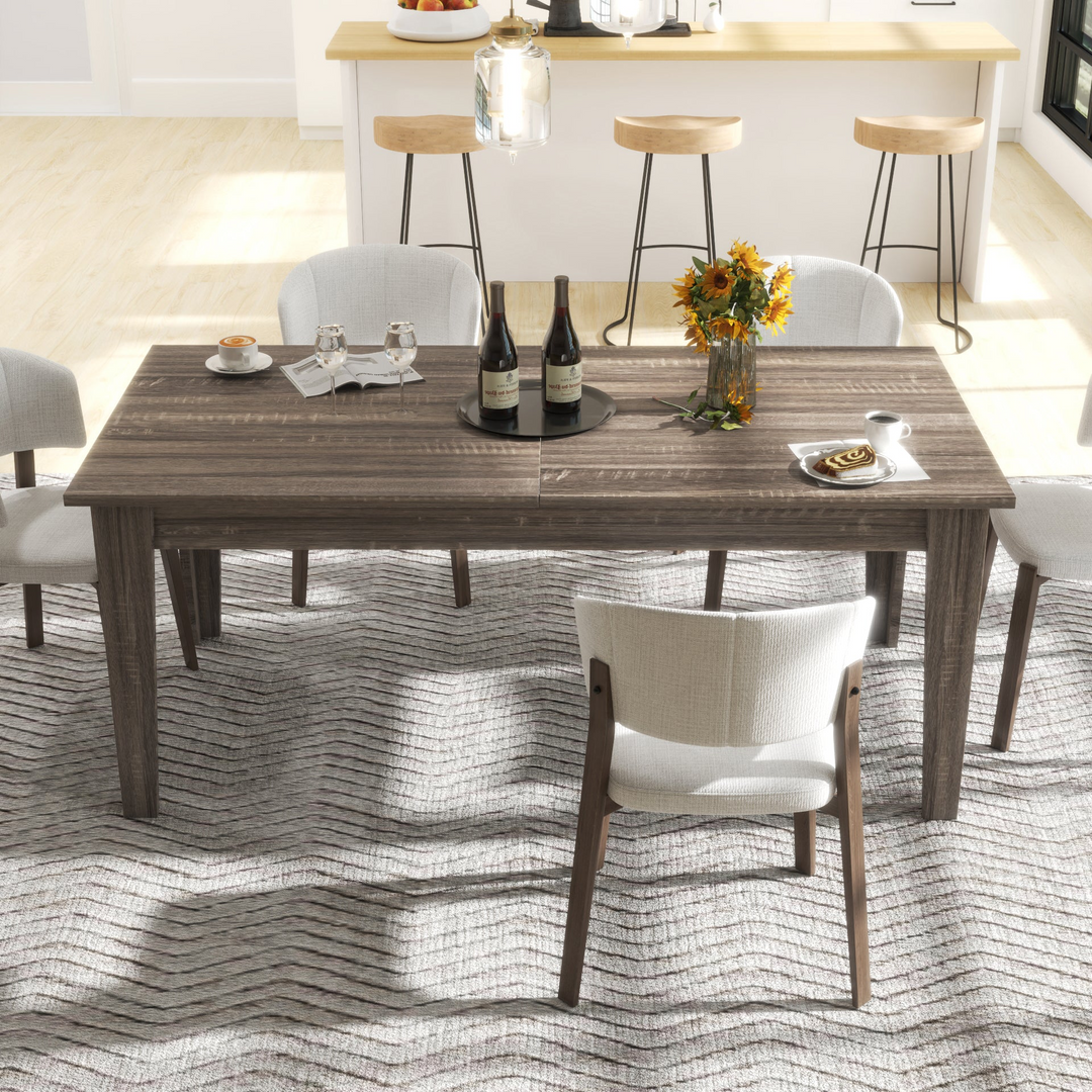 Large Oak Contemporary Wooden Extendable Dining Table - Mediterranean Italian Contemporary Home Decor Furniture