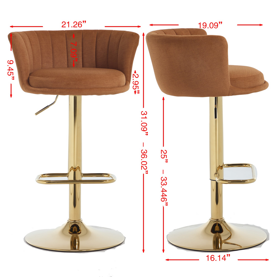 Villa Aurelia Mediterranean Leather Brown Bar Stools - Mediterranean Italian Contemporary Home Decor Furniture