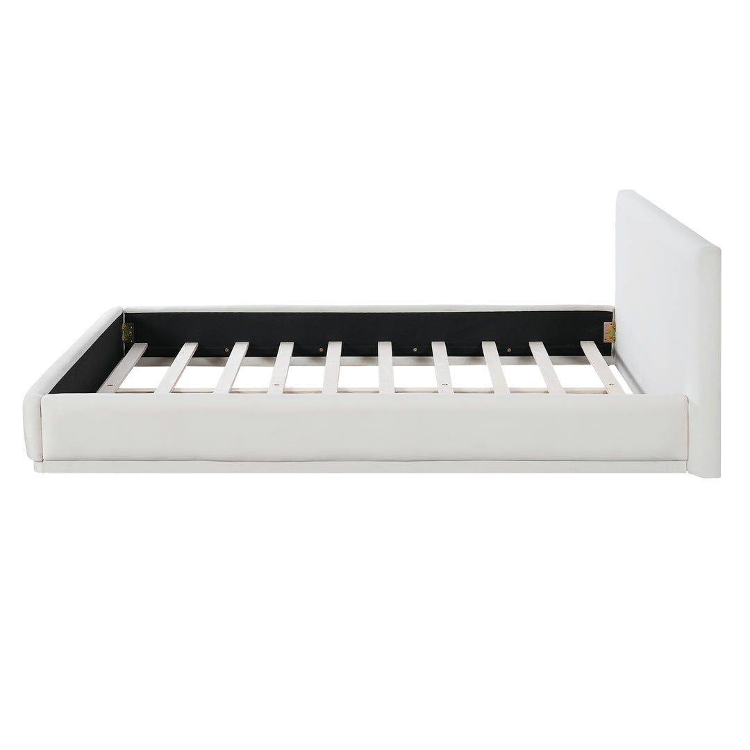 Cypress | Soft White Mediterranean Upholstered King Size Bed Frame - Mediterranean Tuscan Contemporary Home Decor Furniture