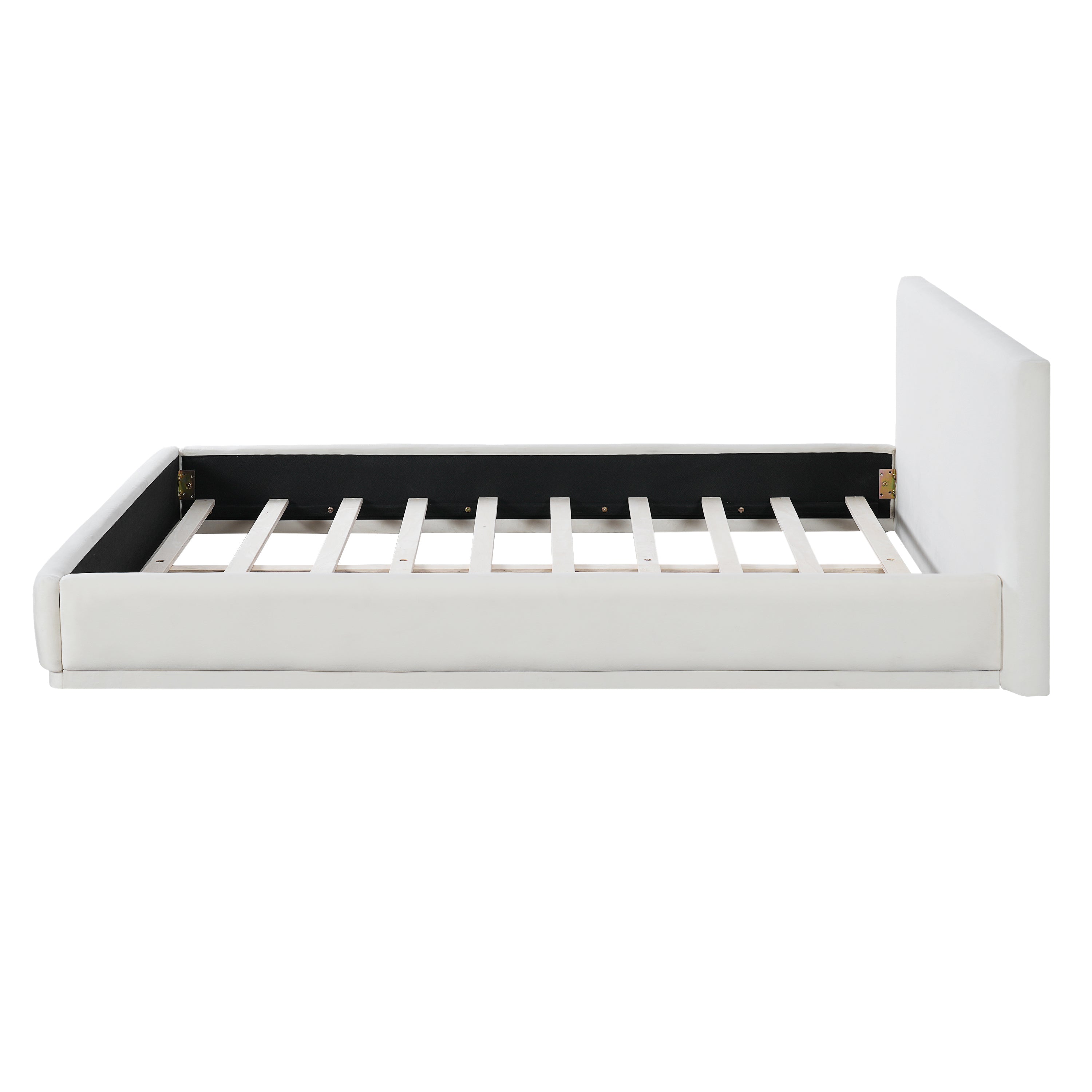 Cypress | Soft White Mediterranean Upholstered King Size Bed Frame - Mediterranean Tuscan Contemporary Home Decor Furniture