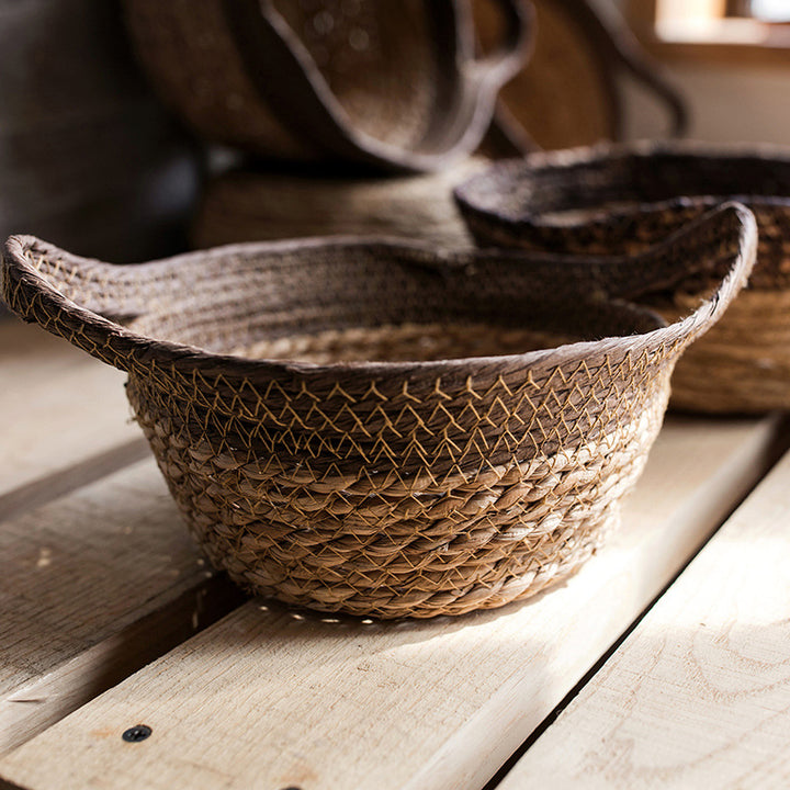 Gallarate | Coastal Italian Natural straw woven soft storage basket - Mediterranean Italian Contemporary Home Decor Furniture