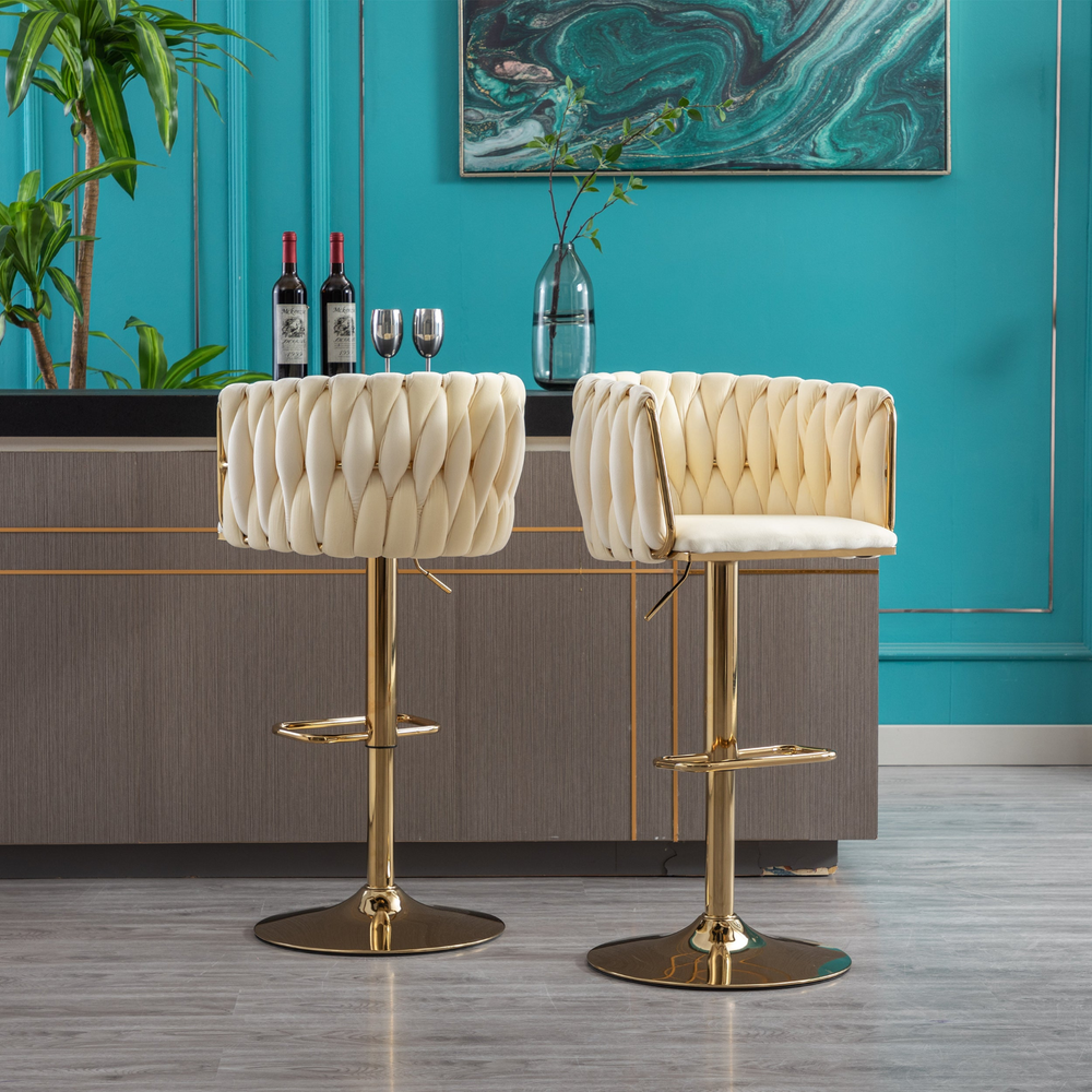 Buy farmhouse furniture Siena Oro Mediterranean Leather Bar Stools – Set of 2 - Modern Cottage Farmhouse Furniture