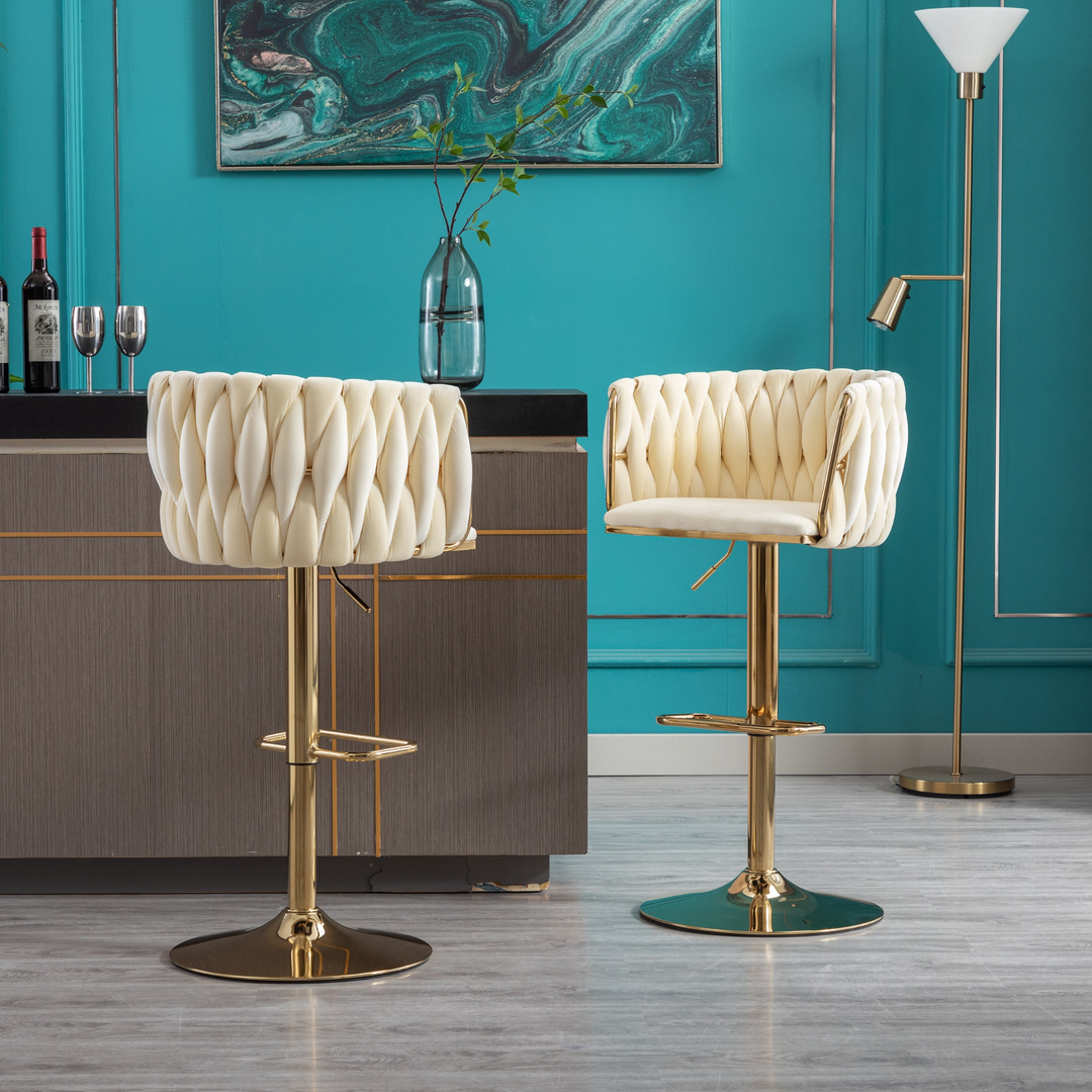 Buy farmhouse furniture Siena Oro Mediterranean Leather Bar Stools – Set of 2 - Modern Cottage Farmhouse Furniture
