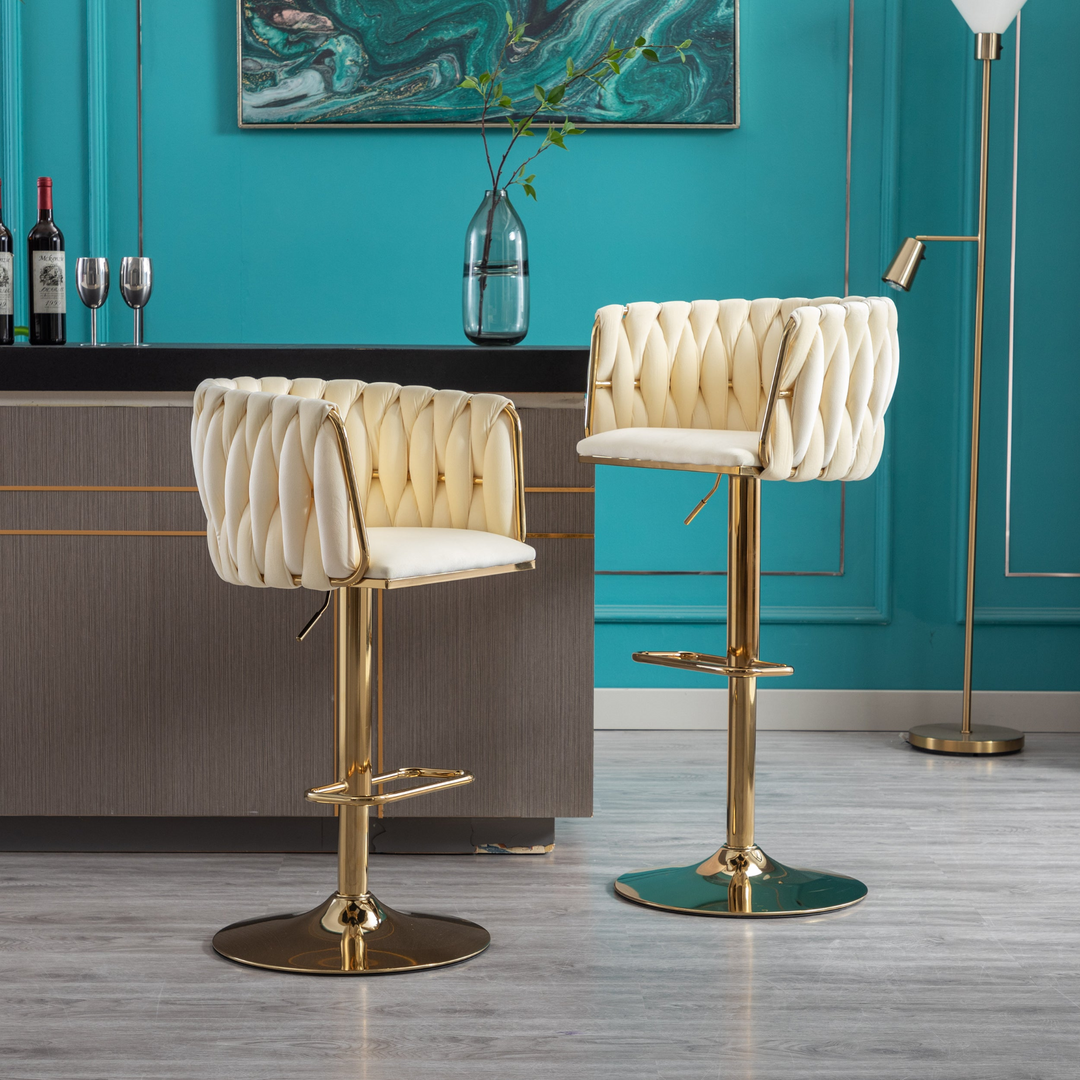 Buy farmhouse furniture Siena Oro Mediterranean Leather Bar Stools – Set of 2 - Modern Cottage Farmhouse Furniture