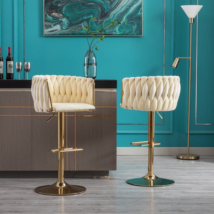 Buy farmhouse furniture Siena Oro Mediterranean Leather Bar Stools – Set of 2 - Modern Cottage Farmhouse Furniture