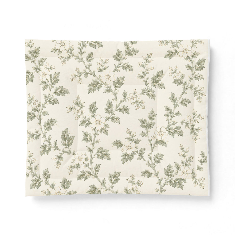 Buy farmhouse furniture Cream & Sage Floral Cotton Comforter By. Artisan Blooms - Modern Cottage Farmhouse Furniture