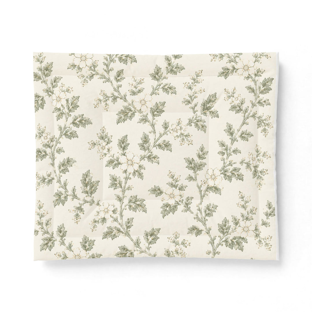Buy farmhouse furniture Cream &amp; Sage Floral Cotton Comforter By. Artisan Blooms - Modern Cottage Farmhouse Furniture