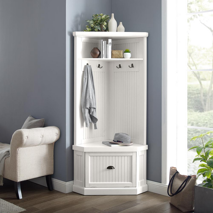 Buy farmhouse furniture Seaside Farmhouse Cottage Corner Hall Tree - Modern Cottage Farmhouse Furniture