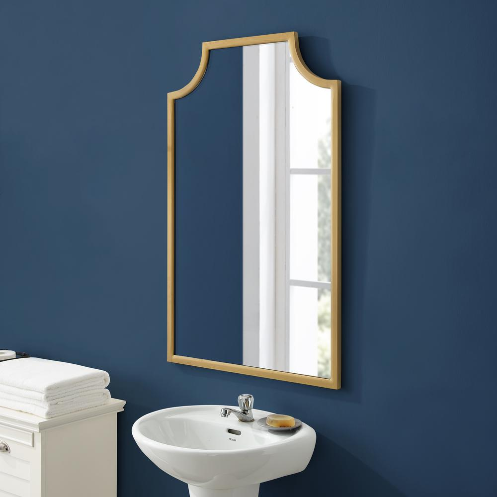Boho Aesthetic Sérénité | Arched Soft Gold Modern Luxury Bath Mirror | Biophilic Design Airbnb Decor Furniture 
