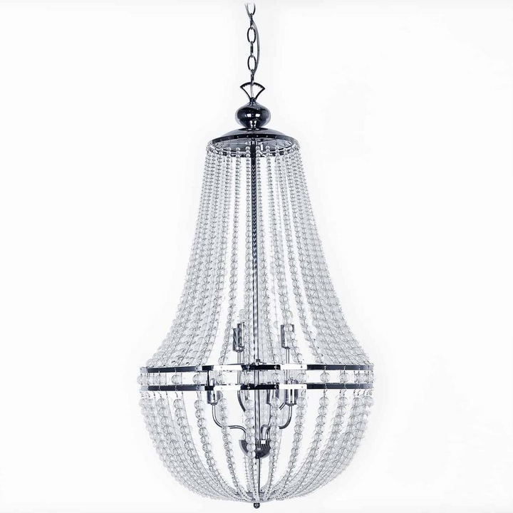 Boho Aesthetic 6 Light Modern Glass Beads Incandescent Pendant Chandelier | Biophilic Design Airbnb Decor Furniture 