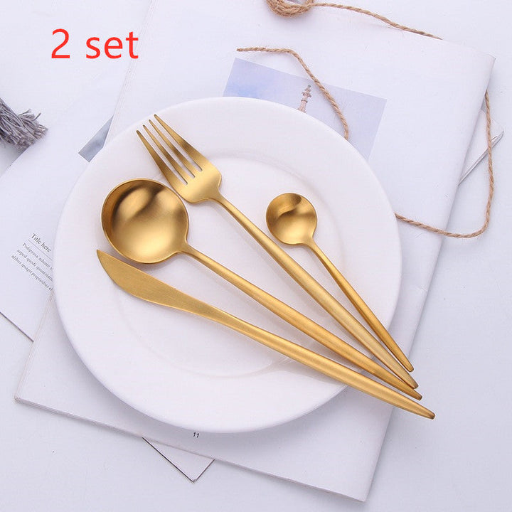 Boho Aesthetic Elegant Portuguese Anti Corrosion Stainless Steel Tableware Set | Biophilic Design Airbnb Decor Furniture 