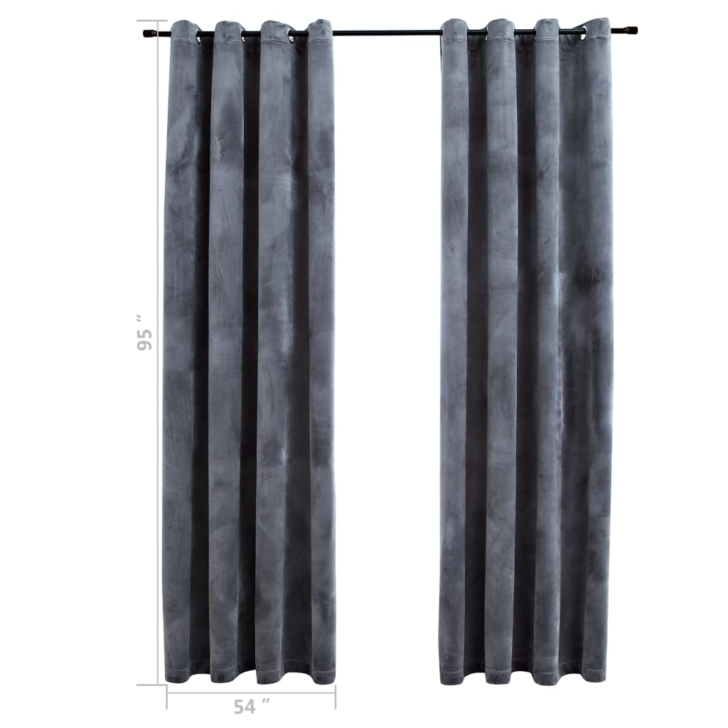 Boho Aesthetic vidaXL Blackout Curtains with Rings 2 pcs Anthracite 54"x95" Velvet | Biophilic Design Airbnb Decor Furniture 