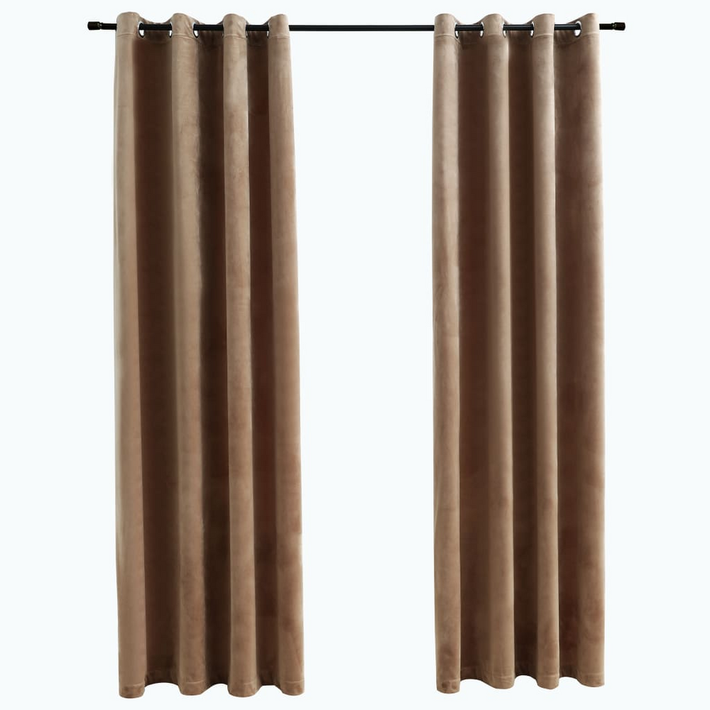 Boho Aesthetic vidaXL Blackout Curtains with Rings 2 pcs Beige 54"x84" Velvet | Biophilic Design Airbnb Decor Furniture 