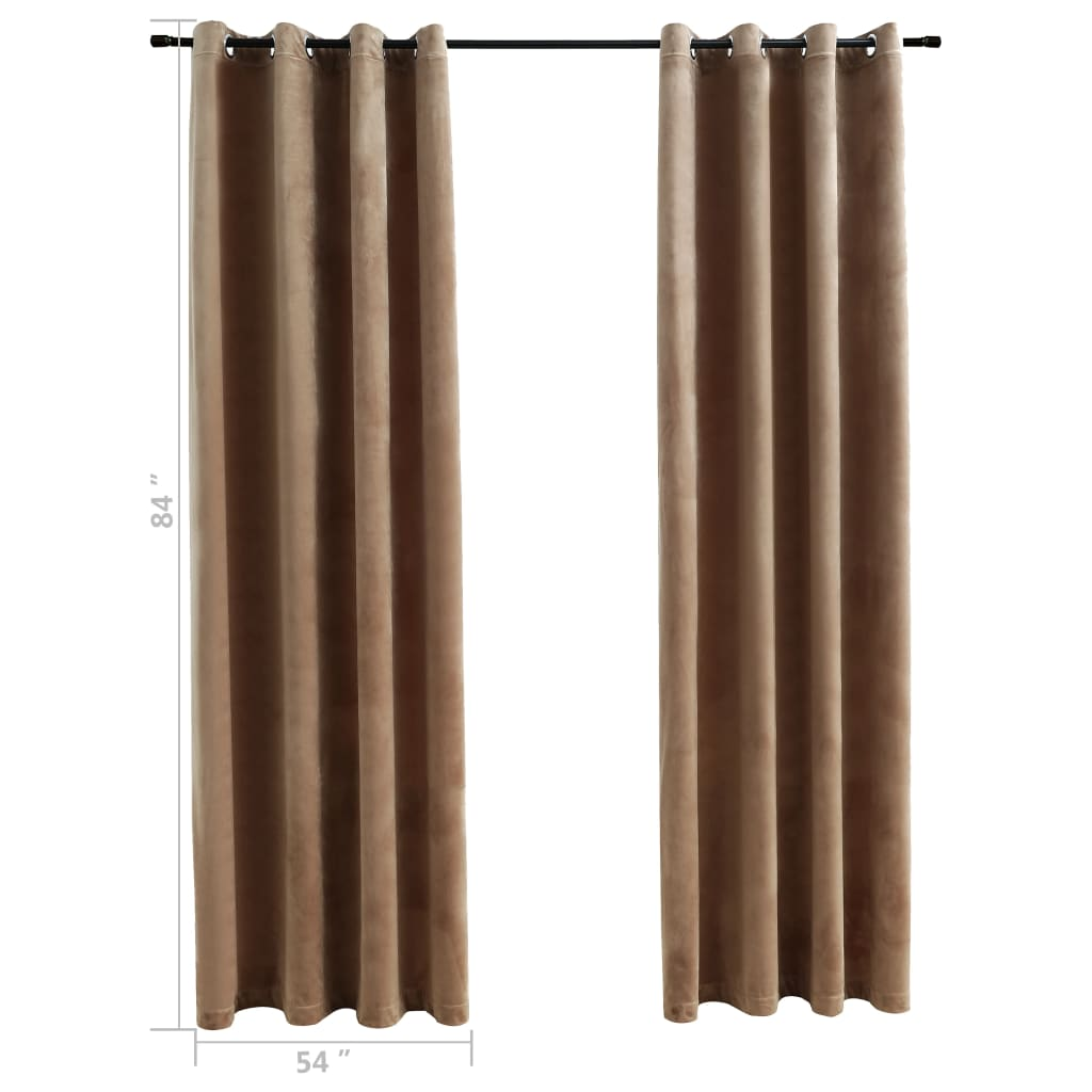 Boho Aesthetic vidaXL Blackout Curtains with Rings 2 pcs Beige 54"x84" Velvet | Biophilic Design Airbnb Decor Furniture 