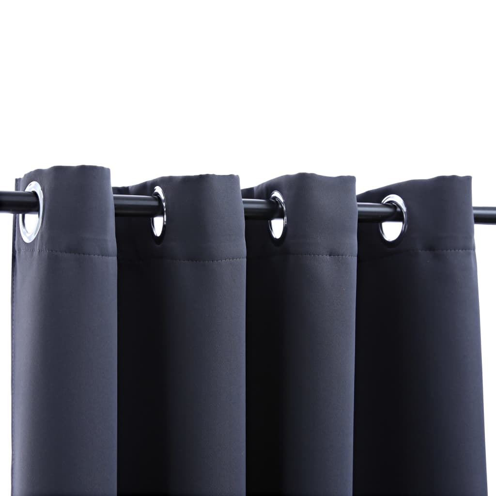 Boho Aesthetic vidaXL Blackout Curtains with Rings 2 pcs Anthracite 54"x63" Fabric | Biophilic Design Airbnb Decor Furniture 