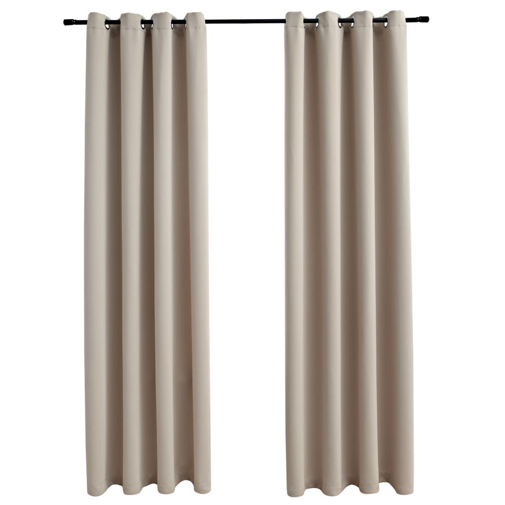 Boho Aesthetic The Stratton | Beige Blackout Curtains with Rings 2 pcs  54"x63" | Biophilic Design Airbnb Decor Furniture 