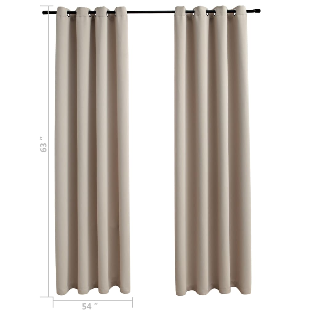 Boho Aesthetic The Stratton | Beige Blackout Curtains with Rings 2 pcs  54"x63" | Biophilic Design Airbnb Decor Furniture 