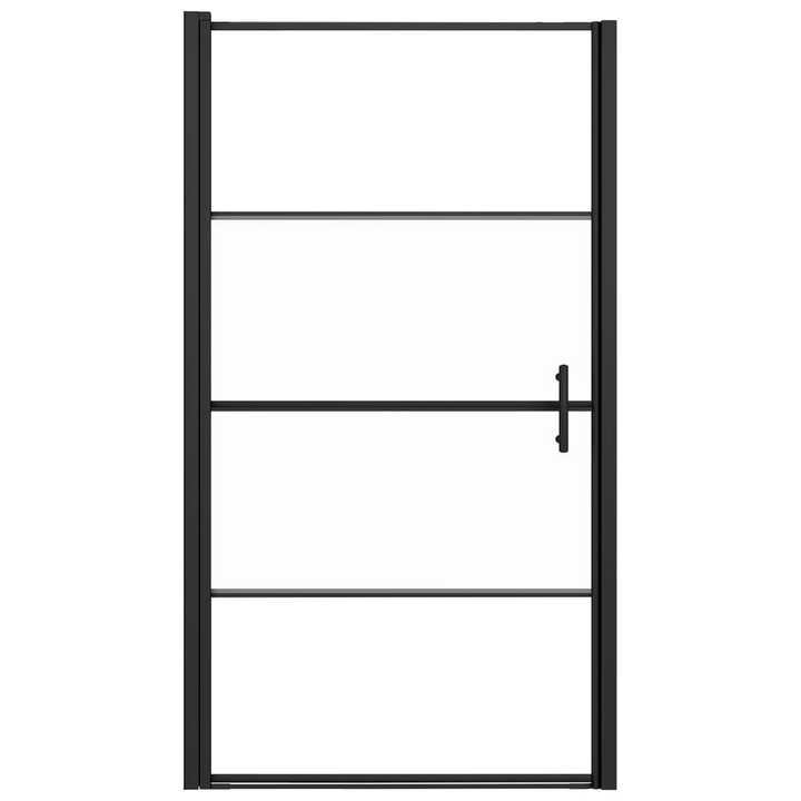 Boho Aesthetic vidaXL Shower Door 39.4"x70.1" Half Frosted Tempered Glass Black | Biophilic Design Airbnb Decor Furniture 