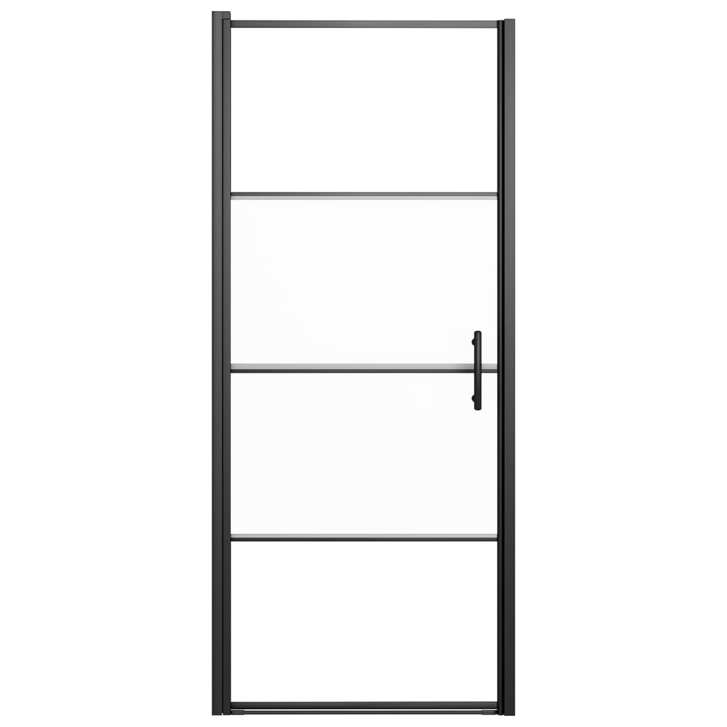 Boho Aesthetic vidaXL Shower Door 35.8"x76.8" Half Frosted Tempered Glass Black | Biophilic Design Airbnb Decor Furniture 