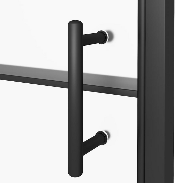 Boho Aesthetic vidaXL Shower Door 35.8"x76.8" Half Frosted Tempered Glass Black | Biophilic Design Airbnb Decor Furniture 