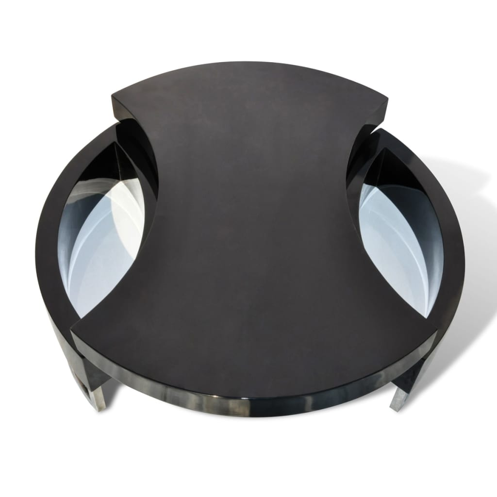 Boho Aesthetic Piano High Gloss Black Shape Adjustable Coffee Table | Biophilic Design Airbnb Decor Furniture 