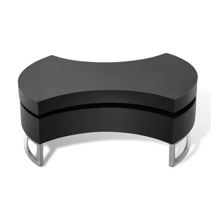 Boho Aesthetic Piano High Gloss Black Shape Adjustable Coffee Table | Biophilic Design Airbnb Decor Furniture 