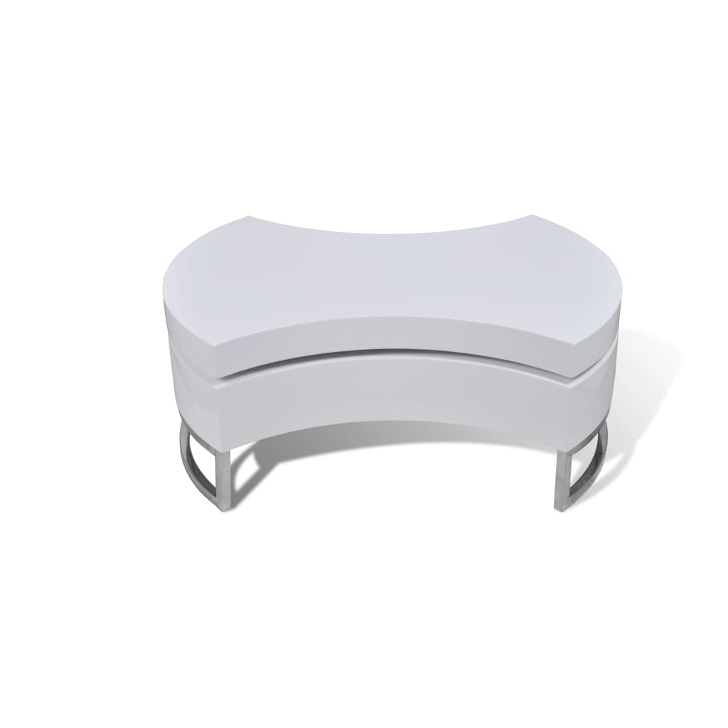 Boho Aesthetic White High Gloss Black Shape Adjustable Coffee Table | Biophilic Design Airbnb Decor Furniture 