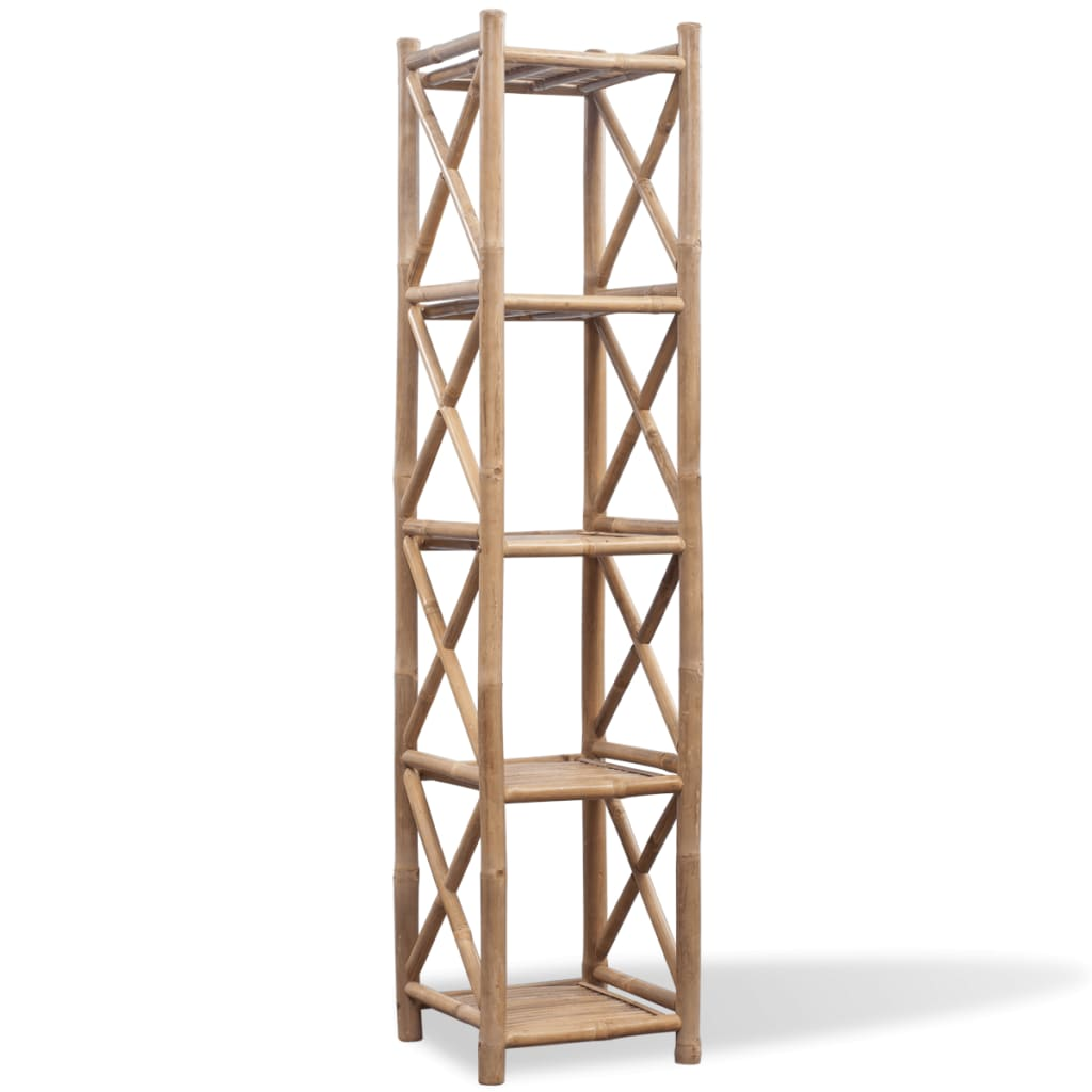 Boho Aesthetic Eco Friendly 5-Tier Bamboo Shelf | Biophilic Design Airbnb Decor Furniture 