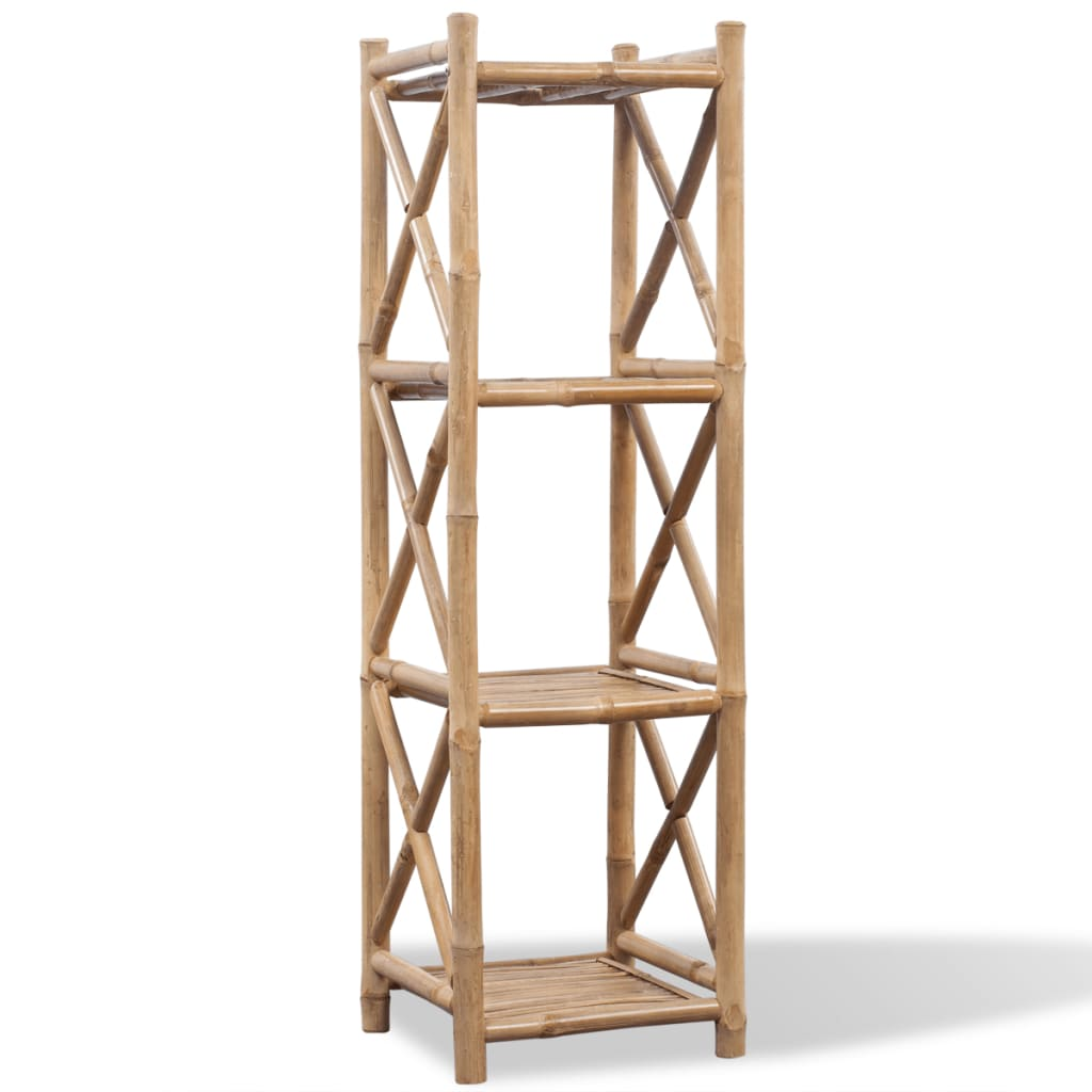 Boho Aesthetic Eco Friendly 4-Tier Bamboo Shelf Square | Biophilic Design Airbnb Decor Furniture 