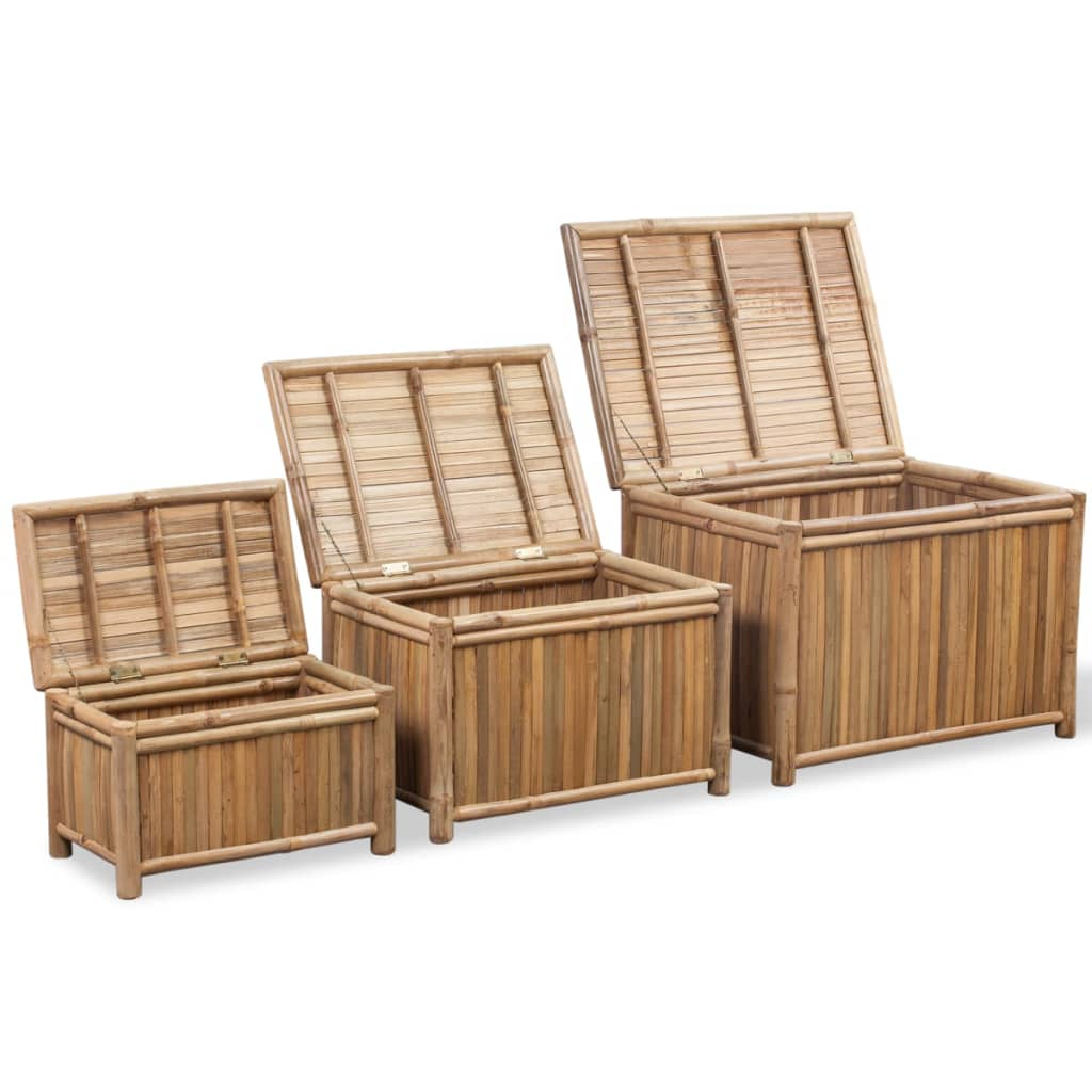 Boho Aesthetic vidaXL Storage Boxes 3 Pieces Bamboo | Biophilic Design Airbnb Decor Furniture 
