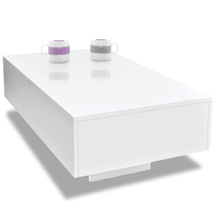 Boho Aesthetic Modern White Luxury High Gloss White Coffee Table | Biophilic Design Airbnb Decor Furniture 