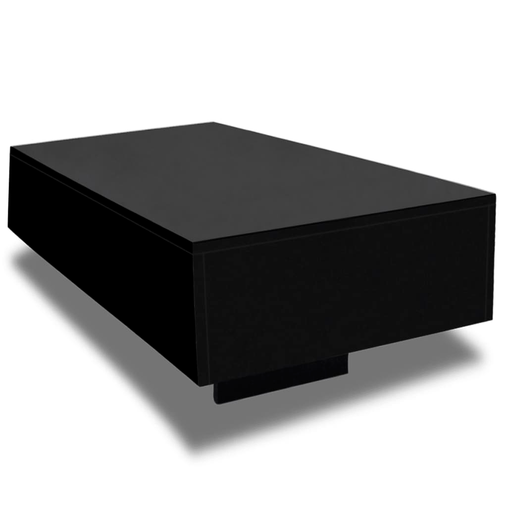 Boho Aesthetic The Lille | Modern Luxury High Gloss Black Coffee Table | Biophilic Design Airbnb Decor Furniture 