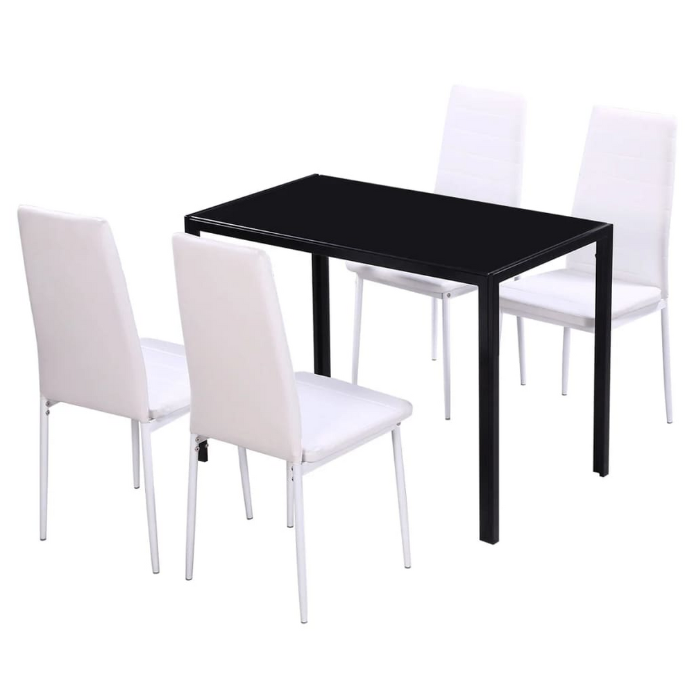 Boho Aesthetic vidaXL Five Piece Dining Table and Chair Set Black and White | Biophilic Design Airbnb Decor Furniture 