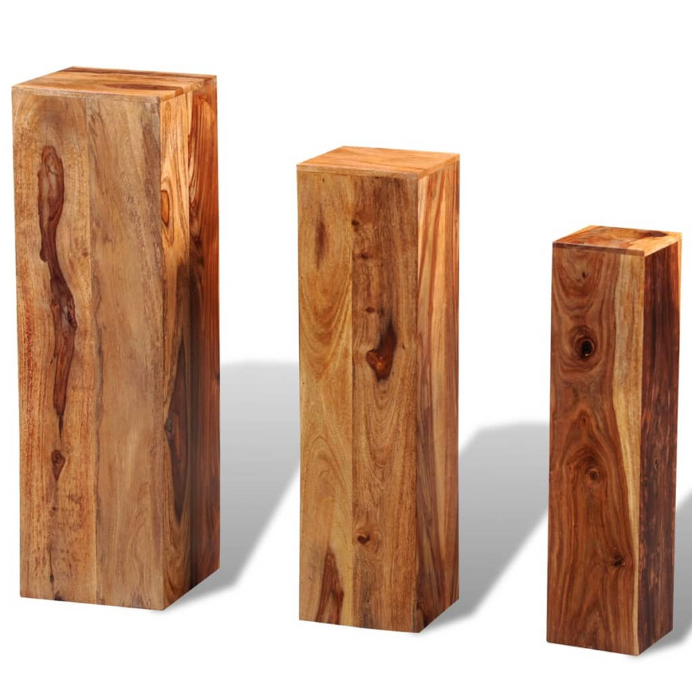 Boho Aesthetic vidaXL 3 Piece Plant Stands Solid Sheesham Wood Brown | Biophilic Design Airbnb Decor Furniture 