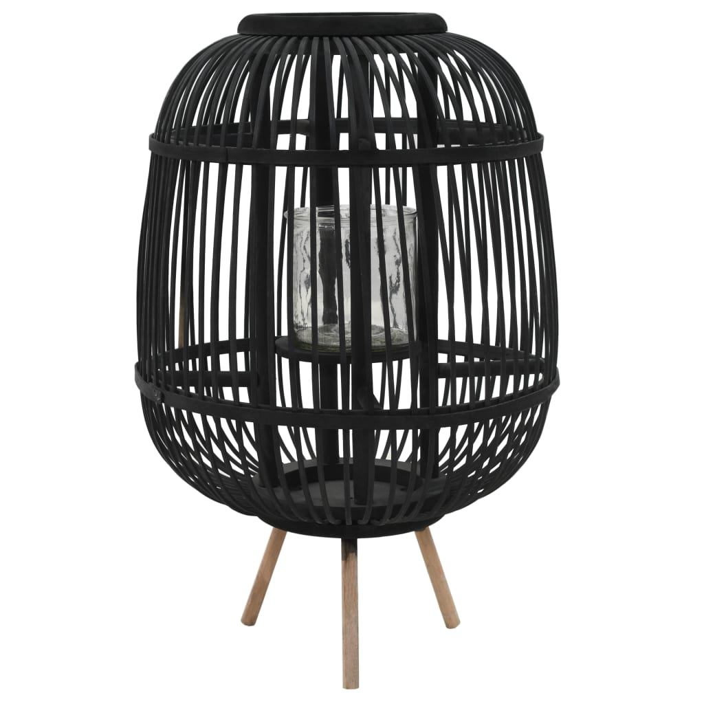 Boho Aesthetic vidaXL Freestanding Candle Lantern Holder Bamboo Black | Biophilic Design Airbnb Decor Furniture 