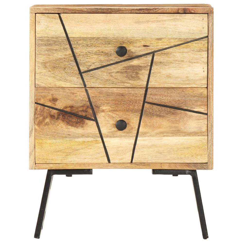 Boho Aesthetic Solid Mango Wood Bedside Cabinet | Biophilic Design Airbnb Decor Furniture 
