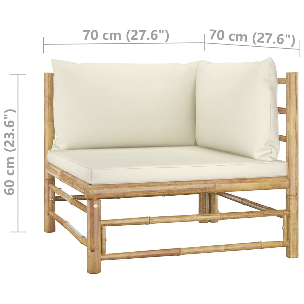Boho Aesthetic vidaXL 6 Piece Patio Lounge Set with Cream White Cushions Bamboo | Biophilic Design Airbnb Decor Furniture 