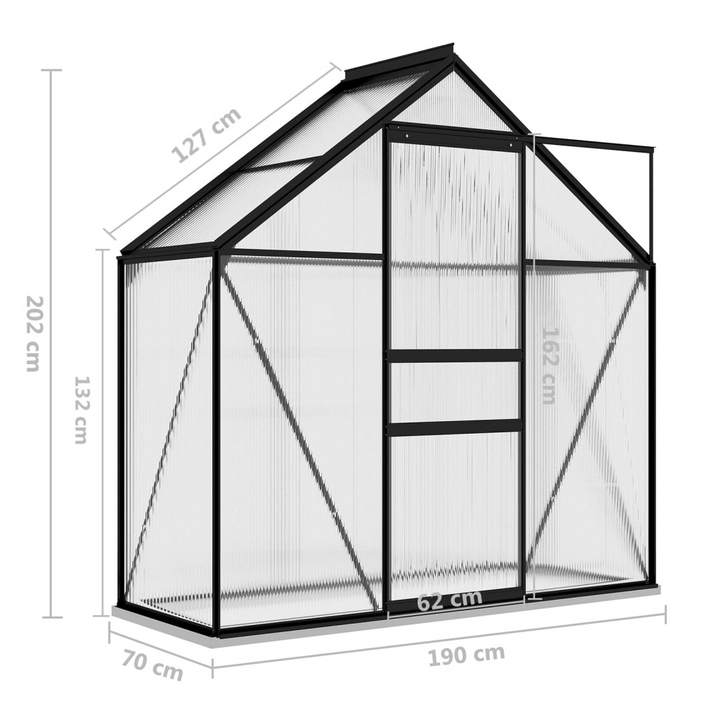 Boho Aesthetic vidaXL Greenhouse Anthracite Aluminum 14.3 ft² | Biophilic Design Airbnb Decor Furniture 