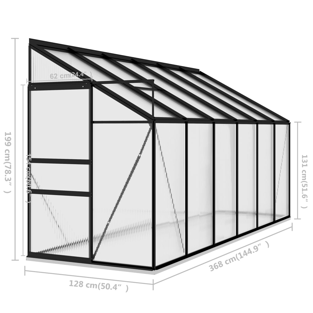 Boho Aesthetic vidaXL Greenhouse Anthracite Aluminum 274.3 ft³ | Biophilic Design Airbnb Decor Furniture 