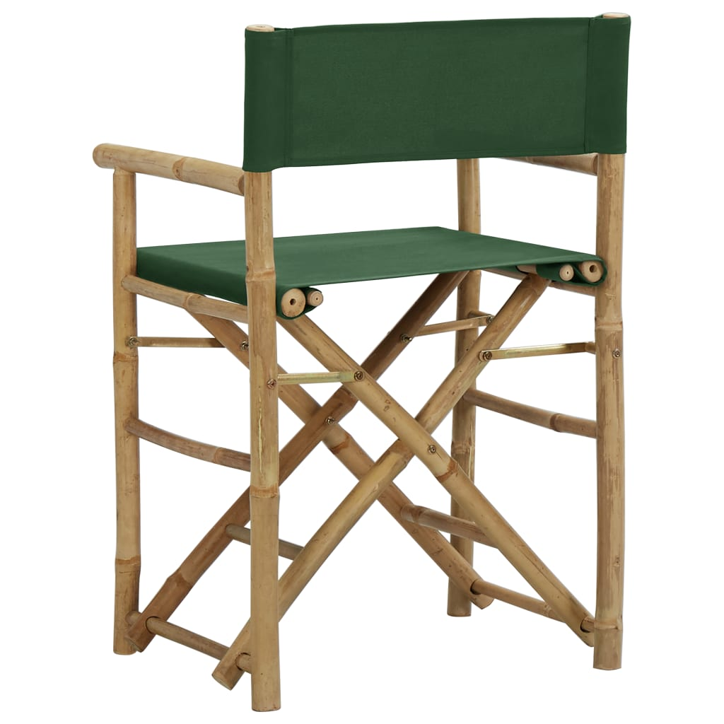 Boho Aesthetic Biophilic Folding Director's Chairs 2 pcs Green Bamboo and Fabric | Biophilic Design Airbnb Decor Furniture 