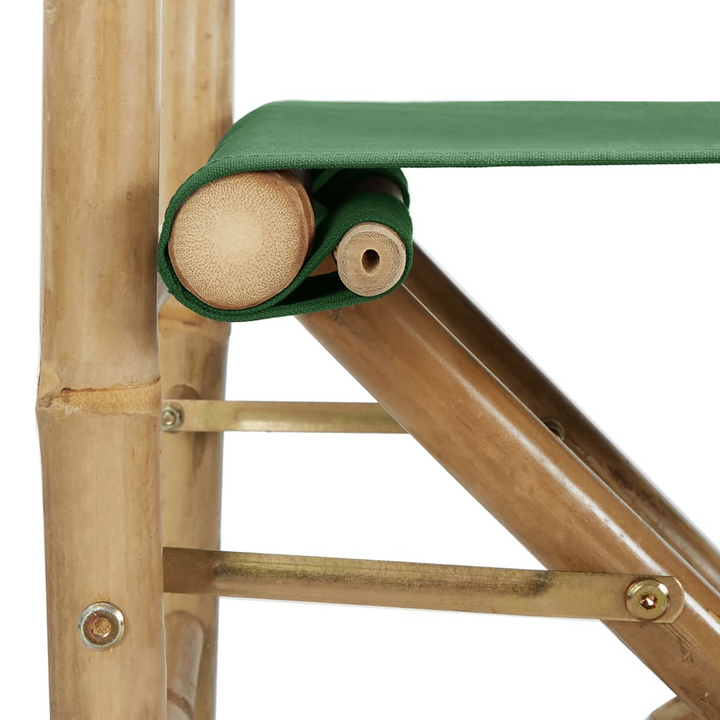 Boho Aesthetic Biophilic Folding Director's Chairs 2 pcs Green Bamboo and Fabric | Biophilic Design Airbnb Decor Furniture 