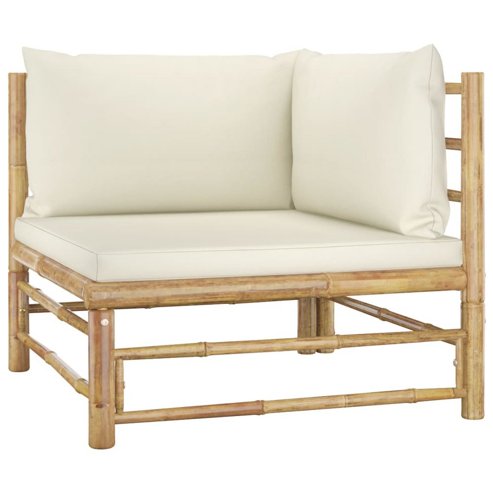 Boho Aesthetic vidaXL 2 Piece Patio Lounge Set with Cream White Cushions Bamboo | Biophilic Design Airbnb Decor Furniture 