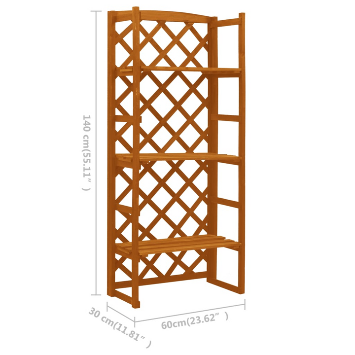 Boho Aesthetic vidaXL Plant Stand with Trellis Orange 23.6"x11.8"x55.1" Solid Firwood | Biophilic Design Airbnb Decor Furniture 