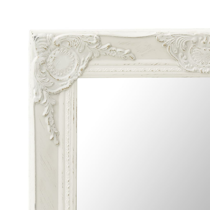 Boho Aesthetic White Wall Mirror Baroque Style | Biophilic Design Airbnb Decor Furniture 