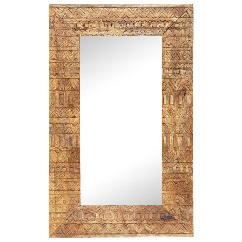 Boho Aesthetic Hand-Carved Mounted/Standing Accent Mirror Solid Mango Wood | Biophilic Design Airbnb Decor Furniture 